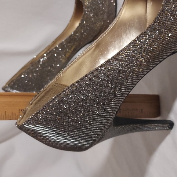 Gold silver shimmering metallic 4"  high heels platform shoes 👠 new! - Picture 12 of 16